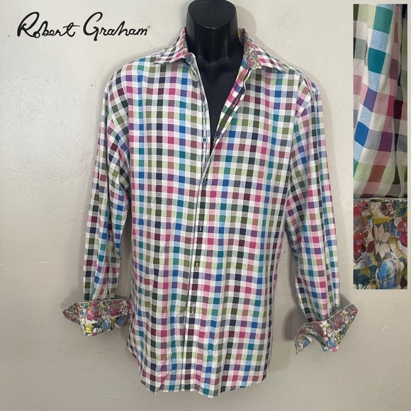 Robert Graham Other - Robert Graham Contrast Long Sleeve Shirt Large classic fit 100% cotton